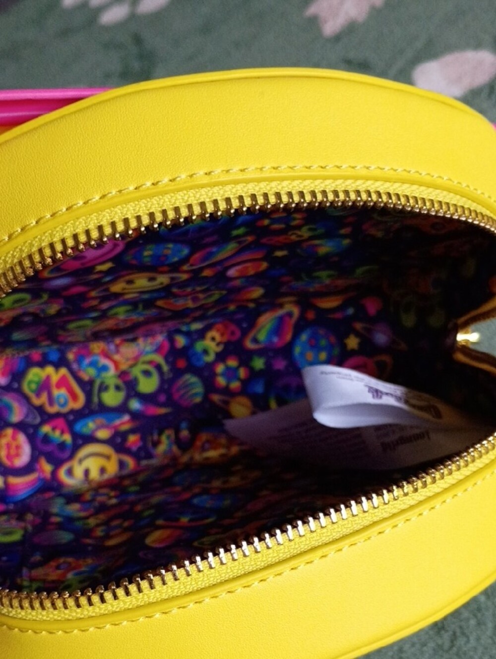 Lisa Frank Loungfly Yellow Smiley Face Crossbody Bag - Picture 5 of 14